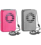 O2COOL Personal Travel Rechargeable Battery Powered Neck Cooling Fan, 2-Pack (Pink/Gray)