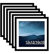 JCJMY 12x12 Picture Frame Set of 6 Black with 10x10 Mat for 30 x 30cm Diamond Art Painting, Displ...
