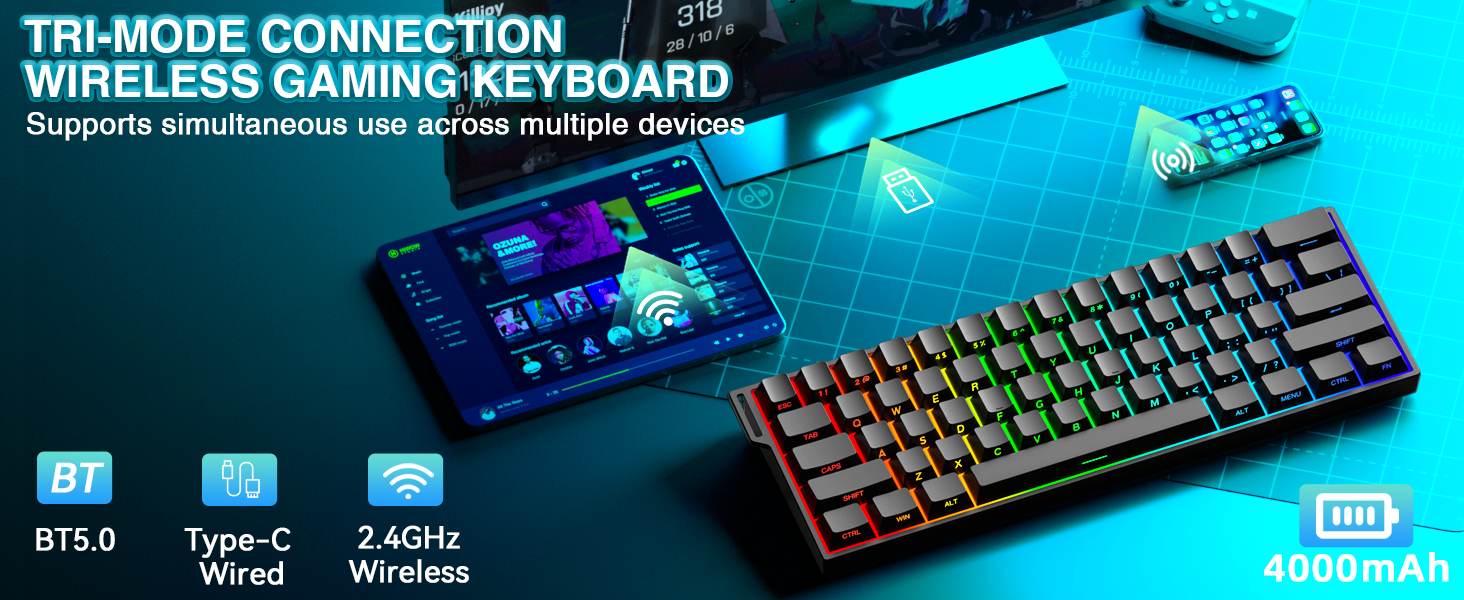 wireless gaming keyboard 60%