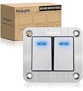 Nilight 2 Gang Rocker Switch Panel 3 Pin On Off Pre-Wired Rocker Switch Blue LED Waterproof Alumi...