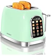 RONGBEST Retro Toaster 2 Slice Wide Slot Stainless Steel Touch Screen with 6 Browning Levels for ...