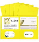 Two Pocket Folders, RAZCC 50 Pack 2Pocket Folders Fit Letter Size Paper, Paper Folders with Pocke...