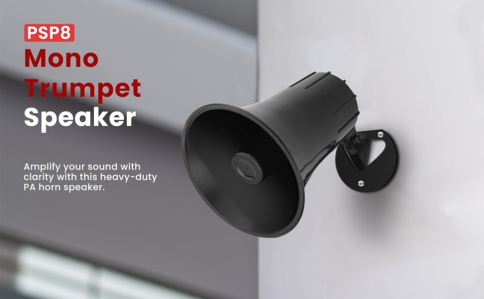 Pyle All-Weather Mono Trumpet Horn Speaker - 5” Portable PA Speaker with 8 Ohms;