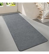 Woottpe 2x6 Feet Runner Rugs for Hallway, Dark-Grey Modern Soft Bedroom Bedside Rug, Low Pile Non...