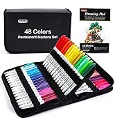Permanent Markers, 48 Colors Fine Point Permanent Marker Assorted Colors with Travel Case, Ideal ...