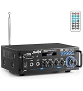 Moukey 2.0 Channel Stereo Bluetooth 5.0 Karaoke Amplifier, 300W Audio Stereo Receiver with RCA, U...