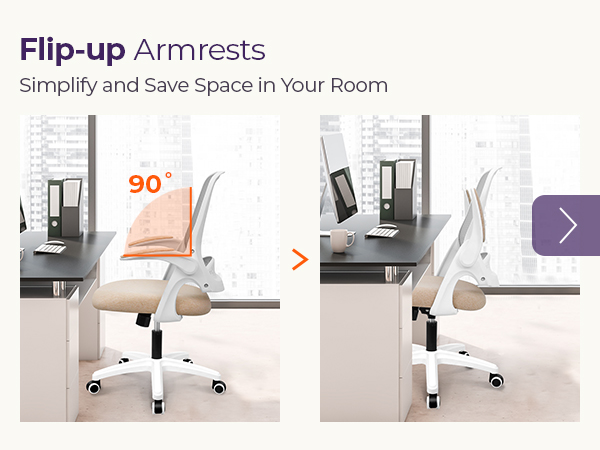 Space-Saving Chair with Flip-Up Armrests