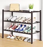 Smiry Shoe Rack, 3 Tier Bamboo Shoe Organizer, Stackable Free Standing Wooden Shoe Storage Shelf ...
