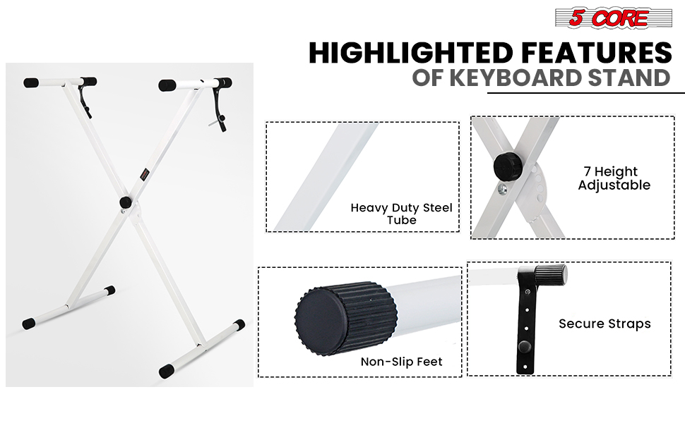 Keyboard Stand Single X Style 7 Adjustable Digital Electric Piano 61 76 88 Keys