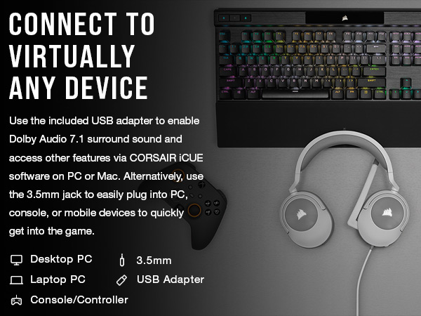 USB adapter, Dolby Audio 7.1, surround sound, 3.5mm jack