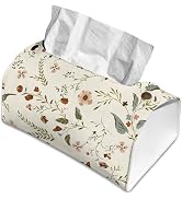 Vintage Flowers and Plants Tissue Box Cover Rectangle Tissue Holder with Snap Buttons Decorative ...