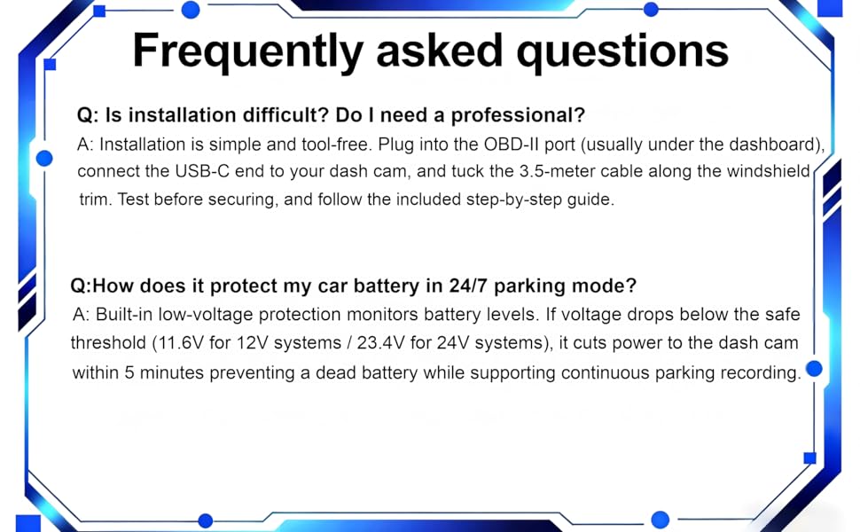 Universal OBD OBD2 Power Cable for Dash Camera