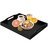 Bamboo Food Serving Tray with Handles, Breakfast Bed Tray for Tea,Snack,Dinner, Home Decorative S...