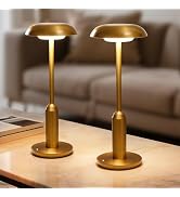 UMLAEN 2 Pack Cordless Rechargeable Table Lamps, 3 Color Stepless Dimming Touch Lamp with Memory ...