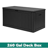 YITAHOME 260 Gallon Large Deck Box with Divider &amp; Side Handles, Outdoor Double-Wall Storage for P...