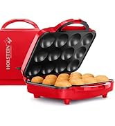 Holstein Housewares Cupcake Maker, Non-Stick Coating, Red - Makes 12 Full Size Cupcakes, Muffins,...