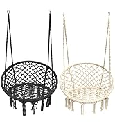 Garpans Hammock Chair Macrame Swing Set of 2 Bohemian Style Hammock Swing Chair with Tassels Hang...