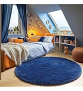 ONASAR Navy Blue Round Area Rug 4ft, Soft Bedroom Circle Rugs Floor Mat for Kids Girls Boys Teen ...