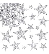 50 Pieces 5 Sizes Star Patches Iron on Appliques Rhinestone for Clothing Jeans Repair DIY Craft