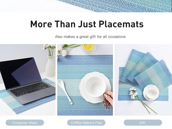 Vinyl Woven Table Mats Wipeable Placemat for Kitchen Dining Table Decoration Indoor Outdoor