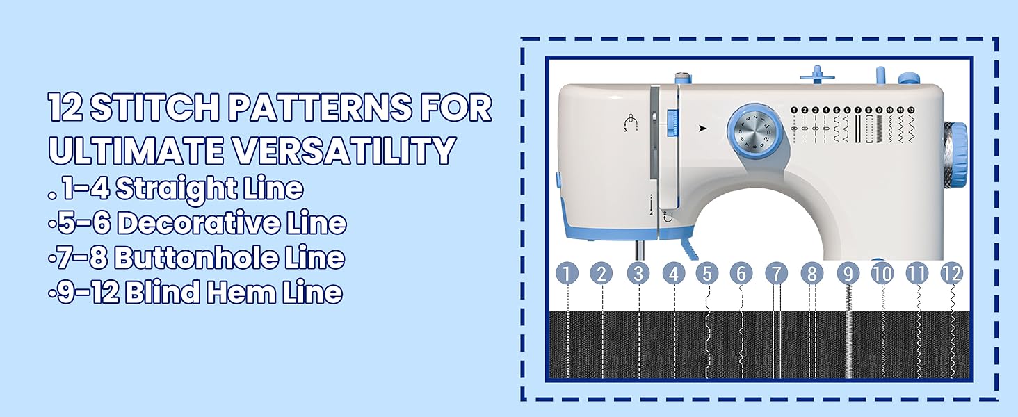 12 STITCH PATTERNS FOR ULTIMATE VERSATILITY