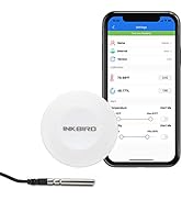 Inkbird Thermometer and Hygrometer Smart Sensor Data Logger with Waterproof External Probe Magnet...