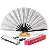 ffscafscn Folding Fan Clack Hand 13inch Bamboo Holster for women Dancing Party Wedding Night Club...