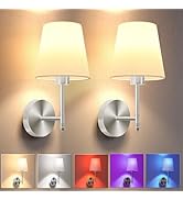 JOFIOS Battery Operated Wall Sconce Set of 2,Silver Wireless Wall Sconce with 5200mAh Dimmable De...