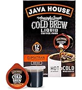 Java House Cold Brew Coffee Concentrate Single Serve Liquid Pods, Sumatran, 12 Count