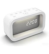 Gemmac Wake Up &amp; Sleep Sound Machine Alarm Clock, USB Rechargeable 2 Modes Clock 16 White Noise, ...