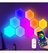 SLARY 10 Pack Hexagon Wall Light RGB Panel, Cool RGB Hexagonal Modular Gaming Lights Home Decor w...