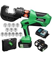 Growlush 12T Cordless Electric Hydraulic Cable Lug Crimper Kit | 18V Professional Hexagonal Crimp...