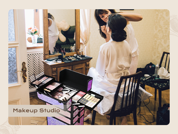 BYOOTIQUE Rolling Makeup Train Case 4in1 Cosmetic Trolley Organizer Travel Case