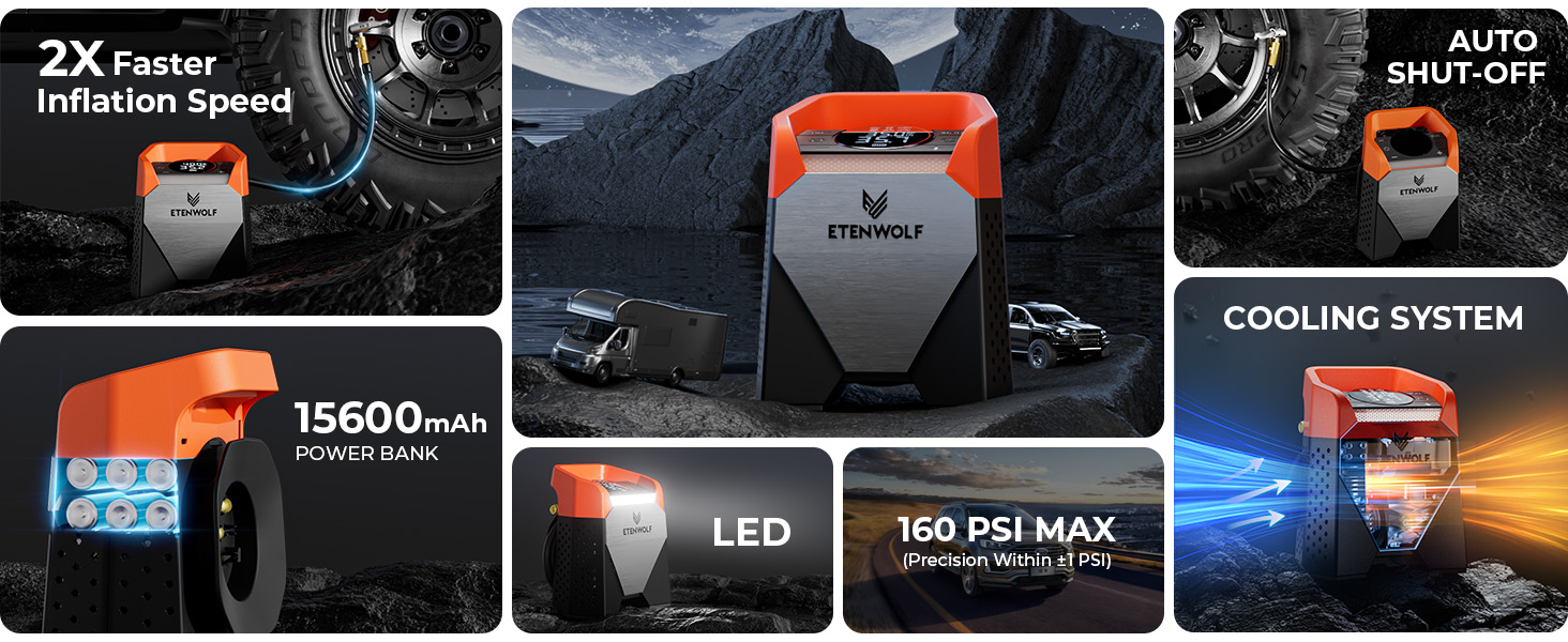 faster inflation speed 15600mAh battery cooling system auto shut off best gift present for man women