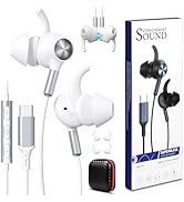 USB C Earbuds Wired Headphones Secure Wingtip,4.9FT Noise Canceling USB Type C Earphone,In Ear Bu...