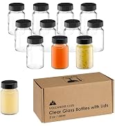VOLCANOES CLUB 2oz Glass Jars with Lids - Glass Shot Bottles Set for Liquids, Juicing, Ginger Sho...