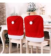 Yahpetes Christmas Chair Back Covers 6 Pcs Red Santa Hat Dining Chair Covers 19.7" x 27.6" Golden...