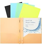 NAFY Project Folders with 2 Pockets,Plastic File Folders 5 Packs 5 Colors with 3 Fasteners A4 Let...