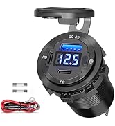 WNNBTOVN USB Car Socket,3 Ports Fast Charging Waterproof 12V USB C Outlet,Aluminum Alloy Cigarett...