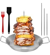 Al Pastor Skewer for Grill, Stainless Steel Vertical Skewer Shawarma Stand Vertical Spit with 3 R...