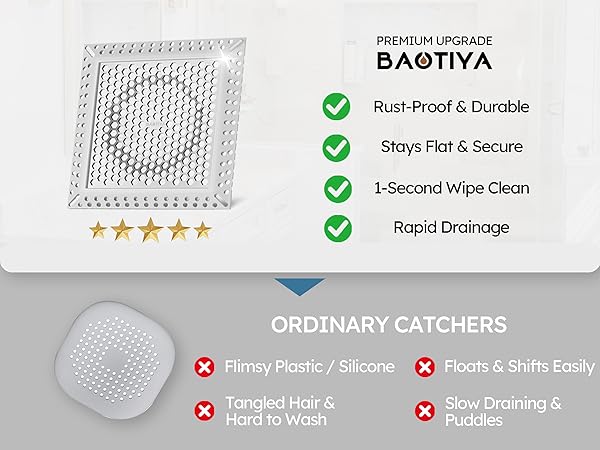 square shower drain hair catcher