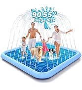 EPN Splash Pad, 127"- 90.5" Size Extra Large Sprinkler Play Mat for Dogs &amp; Kids, Thicker Wading P...