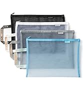 Mesh Zipper Pouch, Lightweight Nylon File Folders, A4 Document Organizer Clearly Visible Mesh Zip...