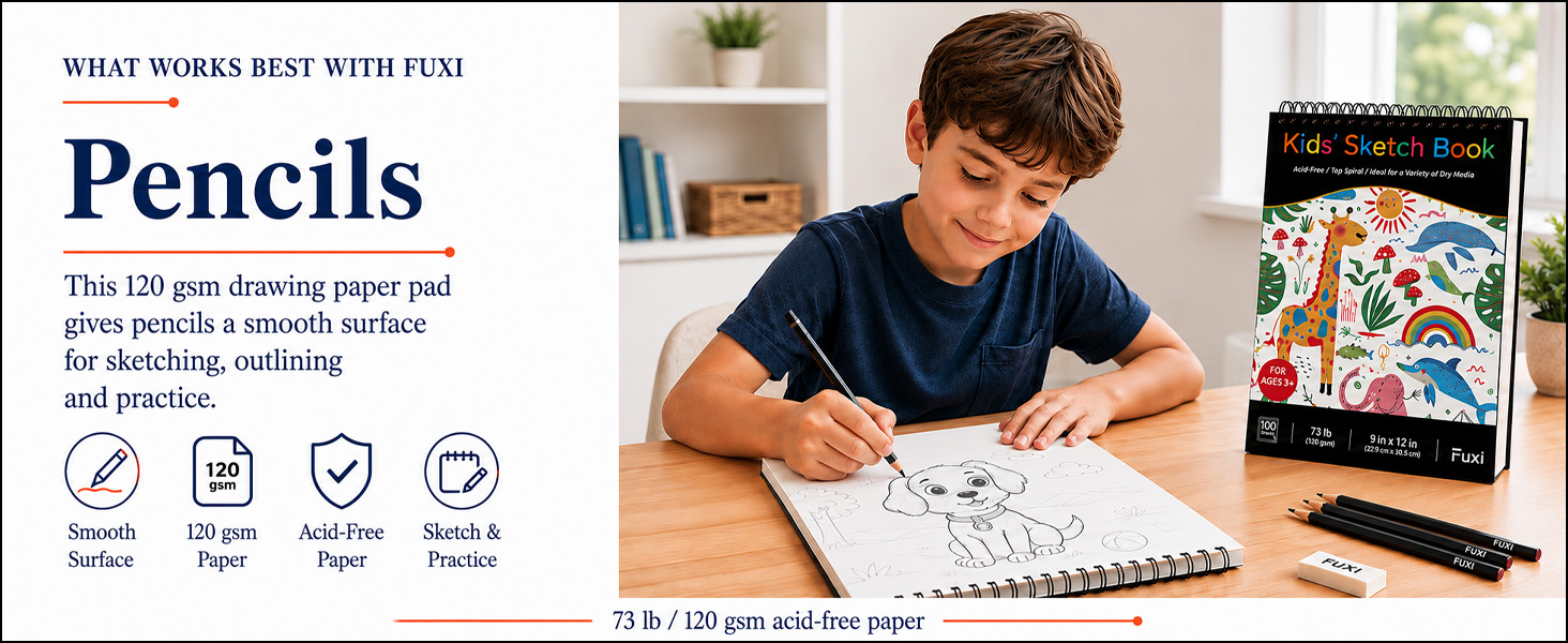 drawing paper pad offers a smooth surface for pencil sketching, outlining and daily practice