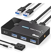 USB 3.0 Switch 2 Computers Keyboard Mouse Switcher USB A Hub Switches Selector for 2 PC or Laptop...