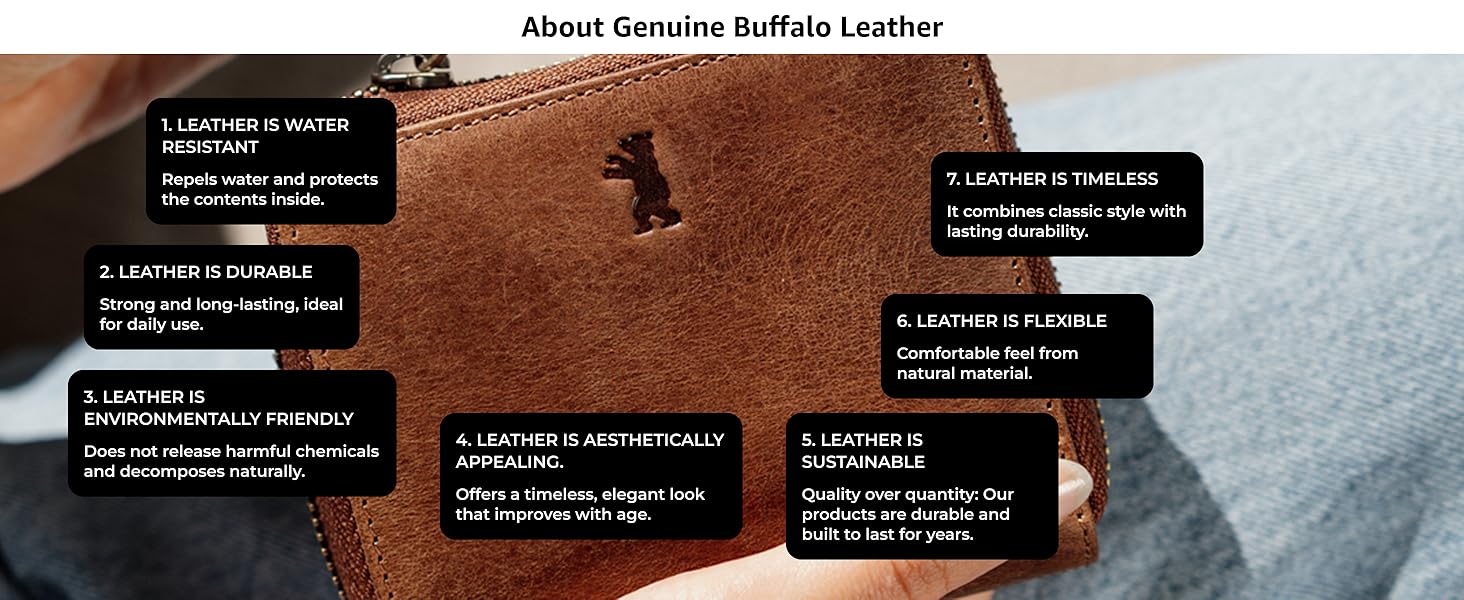 RFID-blocking secure wallet, genuine buffalo leather, perfect for travel