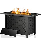 43 Inch Propane Fire Pit Table,50,000 BTU Rectangular Gas FirePits,CSA-Certified Steel 2-in-1 Mul...