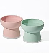 Necoichi 2pcs Elevated Cat Water Bowls with Measurement– BPA-Free Plastic Raised Bowls to Reduce ...