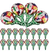 Housoutil 50pcs Soccer Football Balloons, 2026 World Flags Inflatable Cheering Sticks, Internatio...