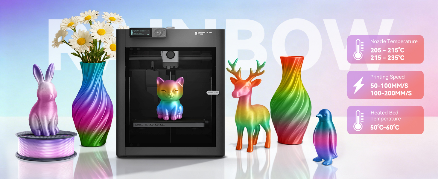 sunlu 3d printer filament rainbow silk filament color changing multicolored rainbow multi color